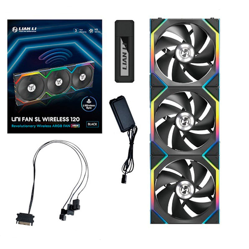 Ventilador Lian Li Uni Fan SL ARGB 120mm Triple Pack Wireless Negro