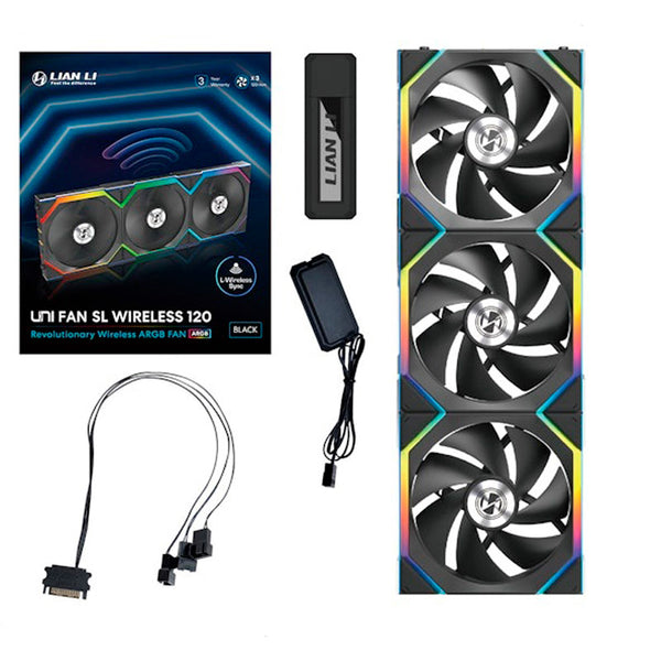 Ventilador Lian Li Uni Fan SL ARGB 120mm Triple Pack Wireless Negro