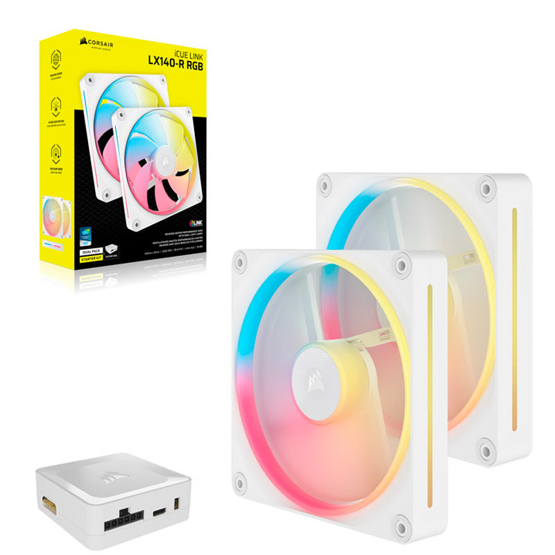 Ventilador Corsair iCUE LINK LX140-R Reverse RGB PWM 140mm Dual Pack Blanco
