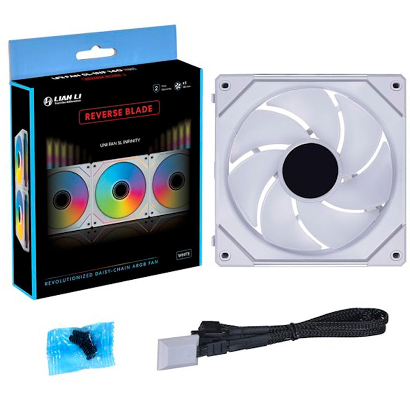 Ventilador Lian Li Uni Fan SL-INF140 ARGB Reverse Blade 140mm Blanco