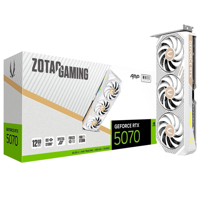 Tarjeta Gráfica Zotac Gaming GeForce RTX 5070 AMP White Edition 12GB GDDR7 DLSS4